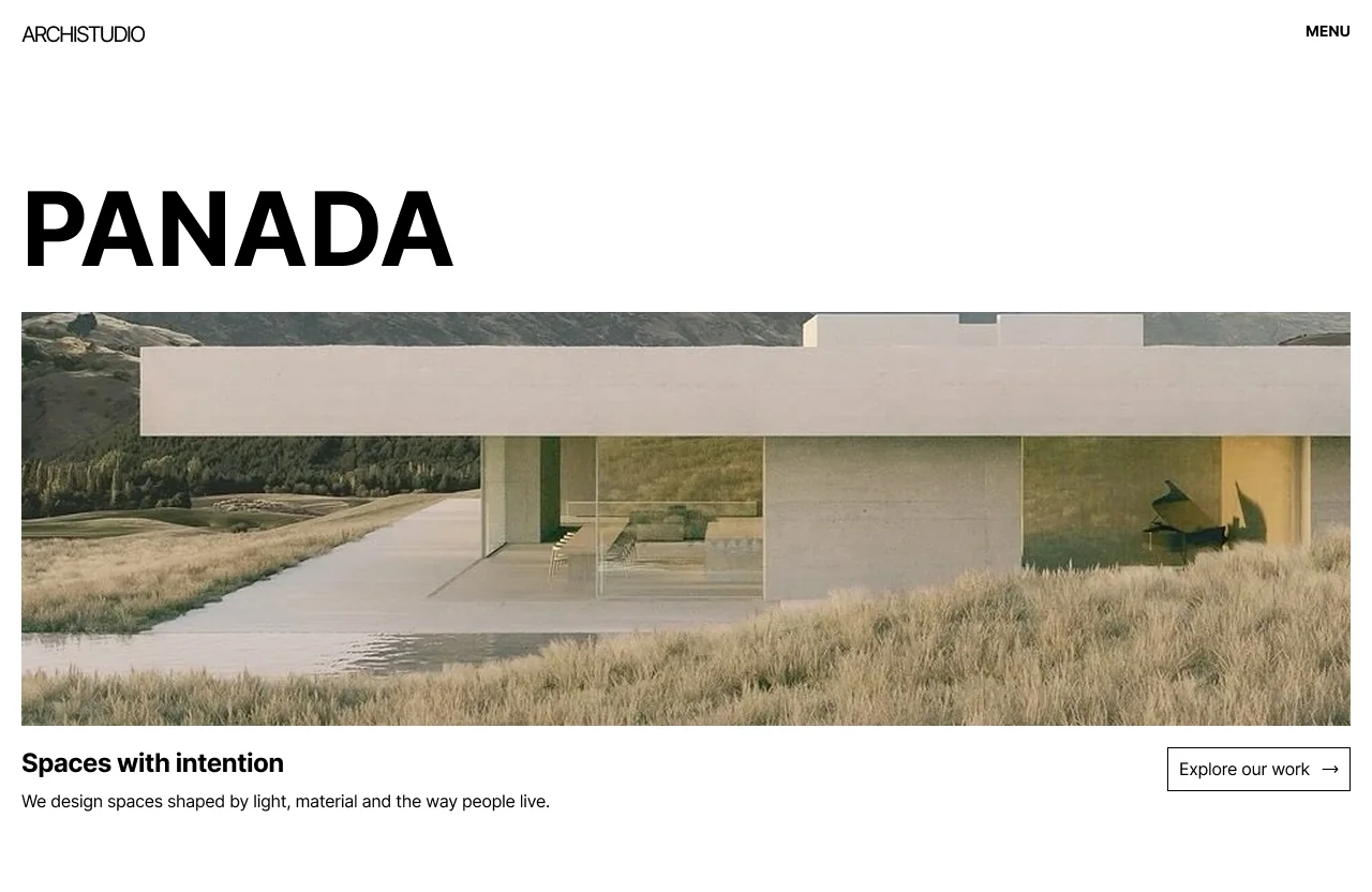 The Panada project on the Archistudio site: a house among tall grass.