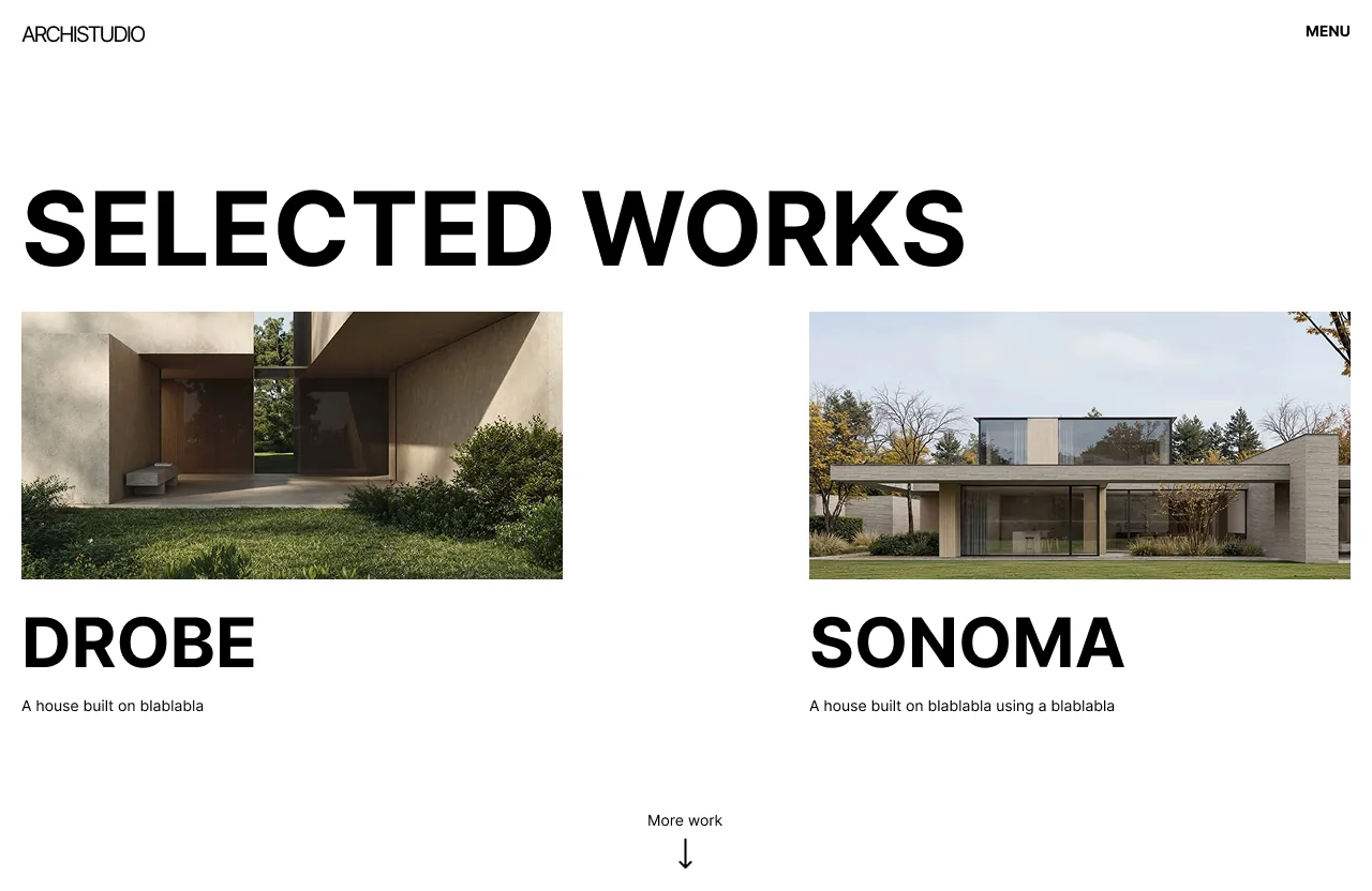 The Archistudio selection of projects: Drobe and Sonoma.