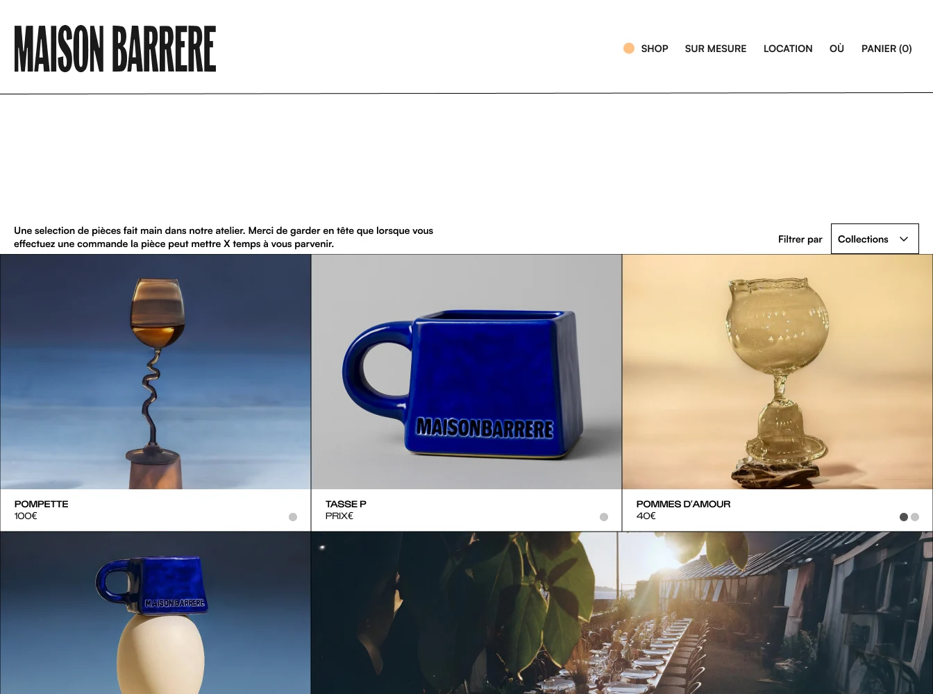 La collection de Maison Barrère, en grille de pièces photographiées.