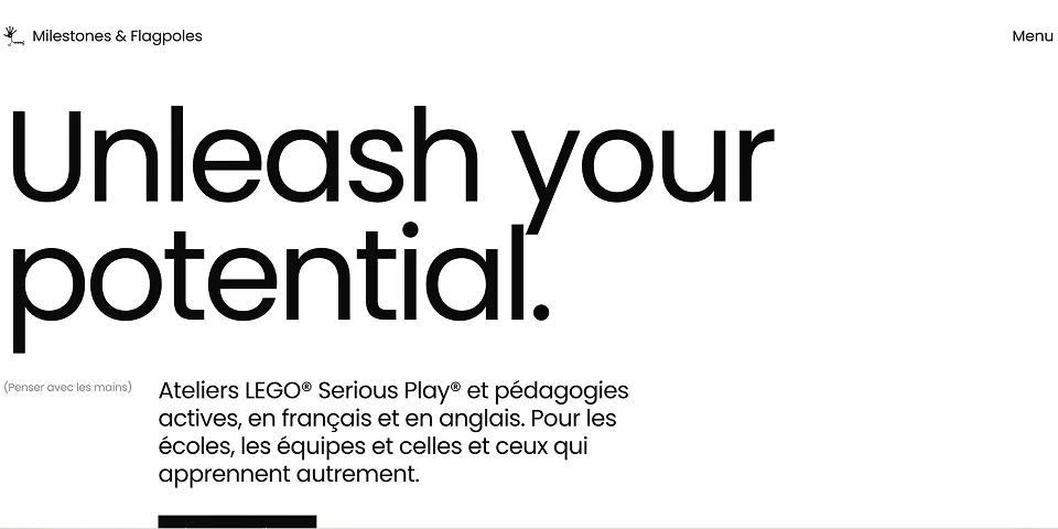 Page d'accueil de Milestones & Flagpoles : « Unleash your potential. »