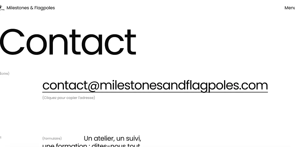 La page contact de Milestones & Flagpoles.